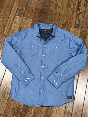 RVCA Chainmail Quilted Blue Button Up Shirt Jacket Mens Medium